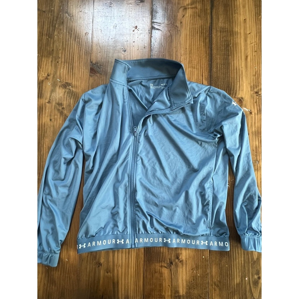 Under Armour Mens Full Zip Track Jacket Blue Logo Hem Training Coat MD/M‎